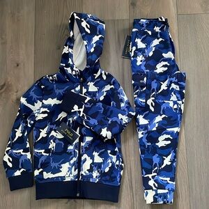 Polo Ralph Lauren Big Kid Camouflage Zip
Hoodie and Pants. Blue Camo, size 6